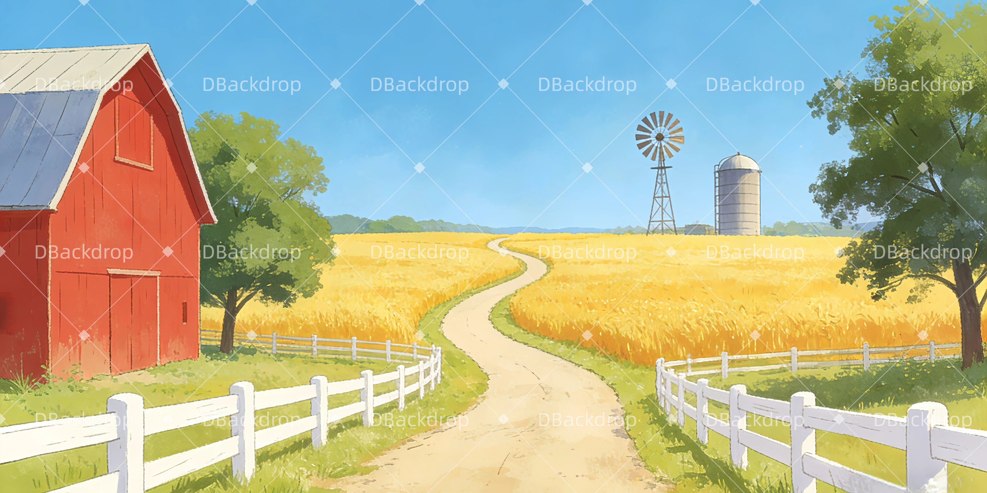 Bühnenhintergrund für Theater, Herbstliche Bauernhofkulisse GQ63-T83