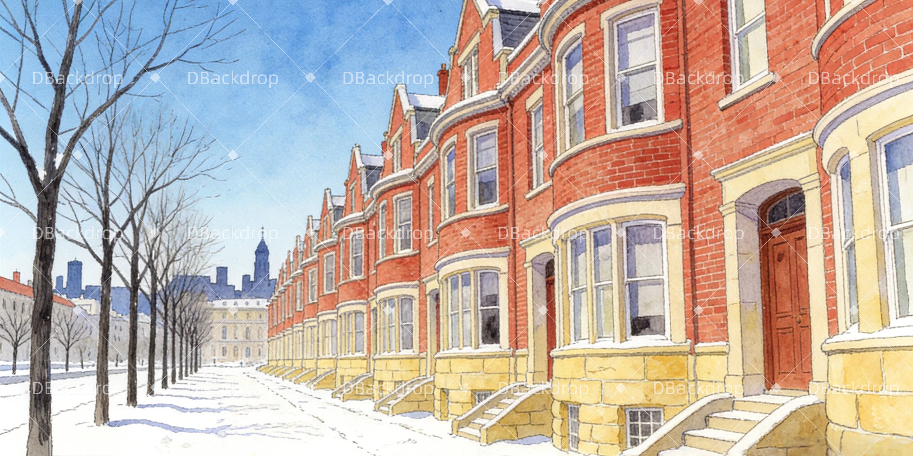 Theaterbühnenhintergrund Historische Stadthäuser Aufführungshintergrund GQ63-T87