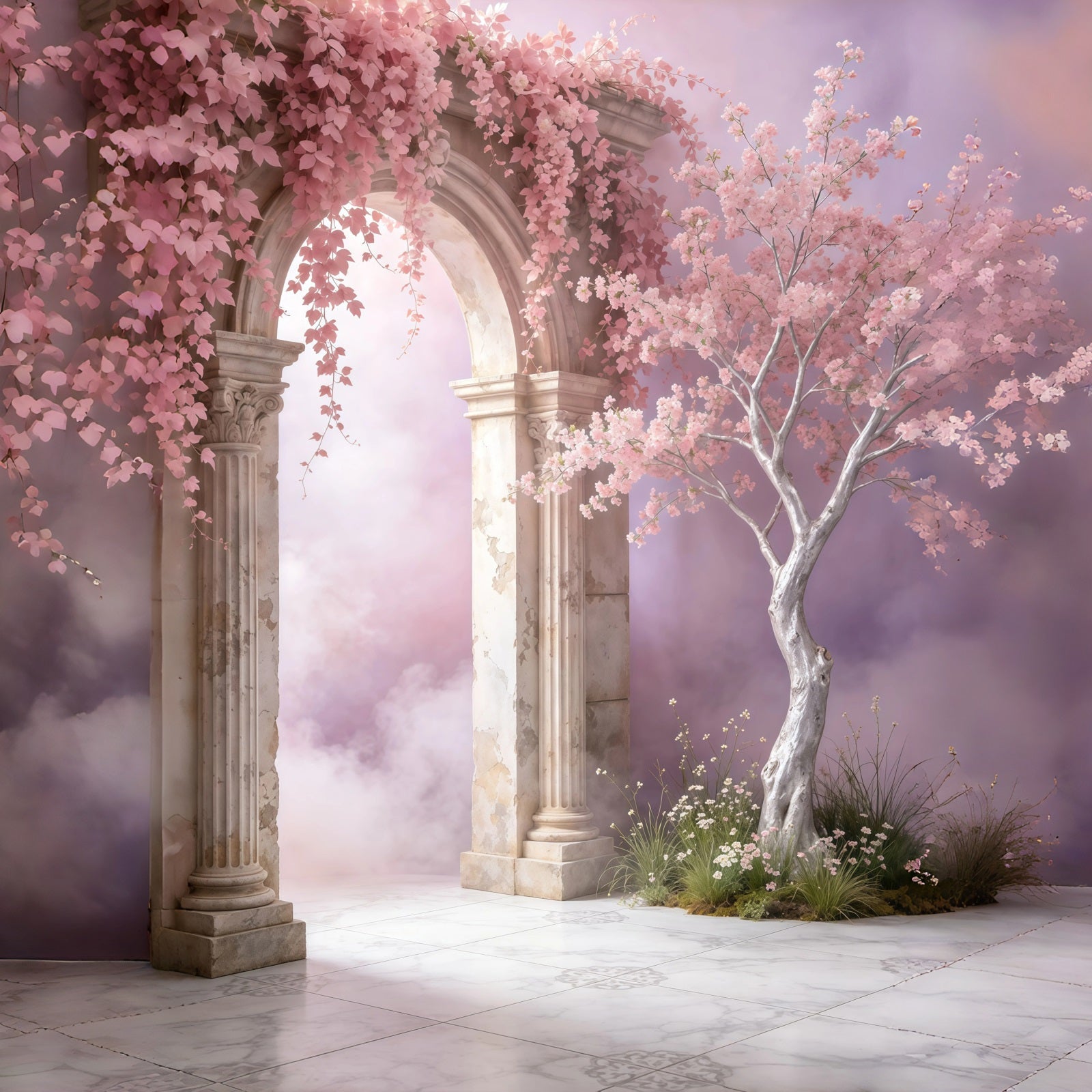 Portrait-Hintergrund, Blush Blossom Marmorbogen, abstrakter Hintergrund GQ64-33