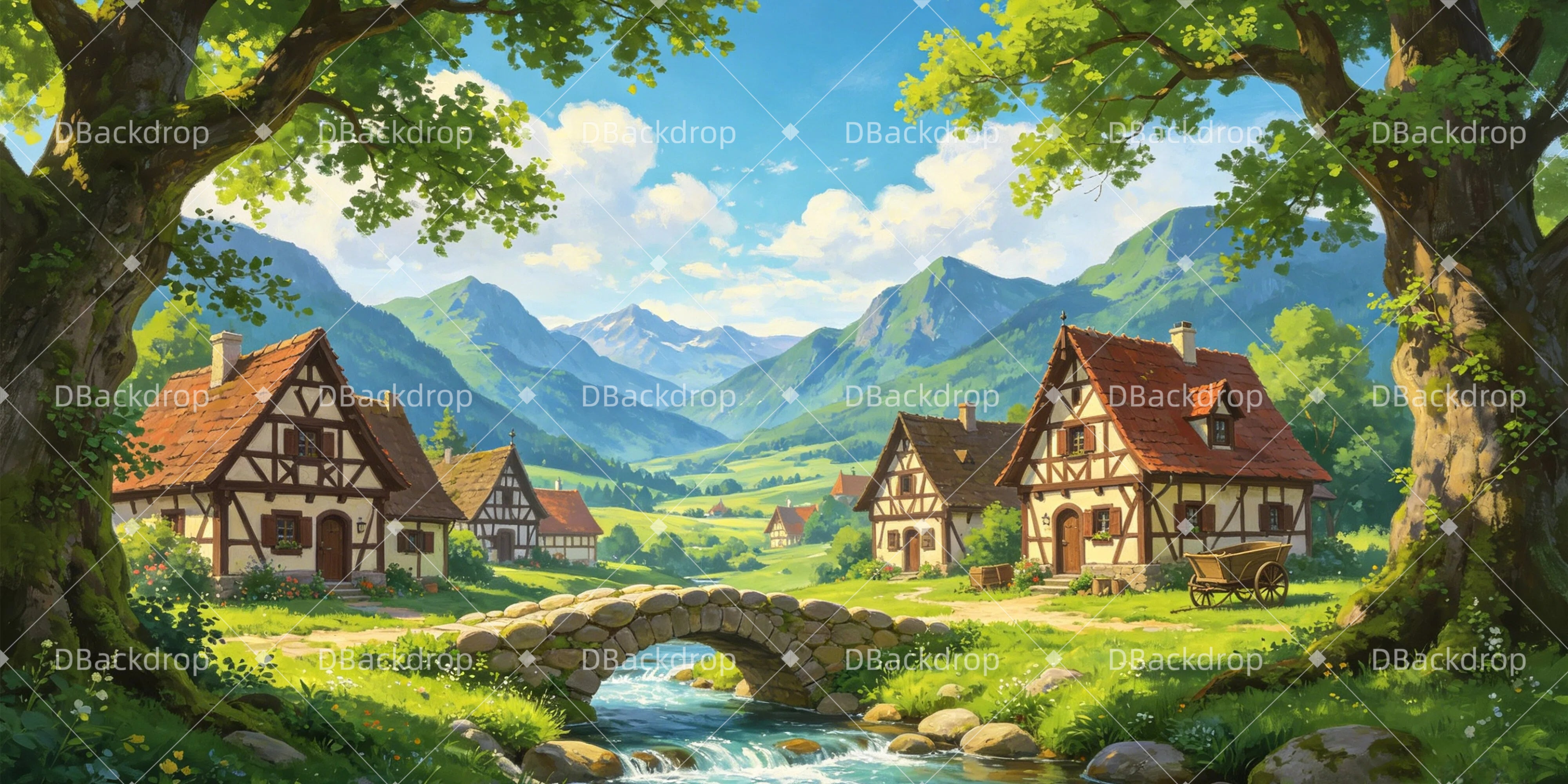 Theater Bühnenhintergrund European Countryside Scenic Hintergrunds GQ65-T10