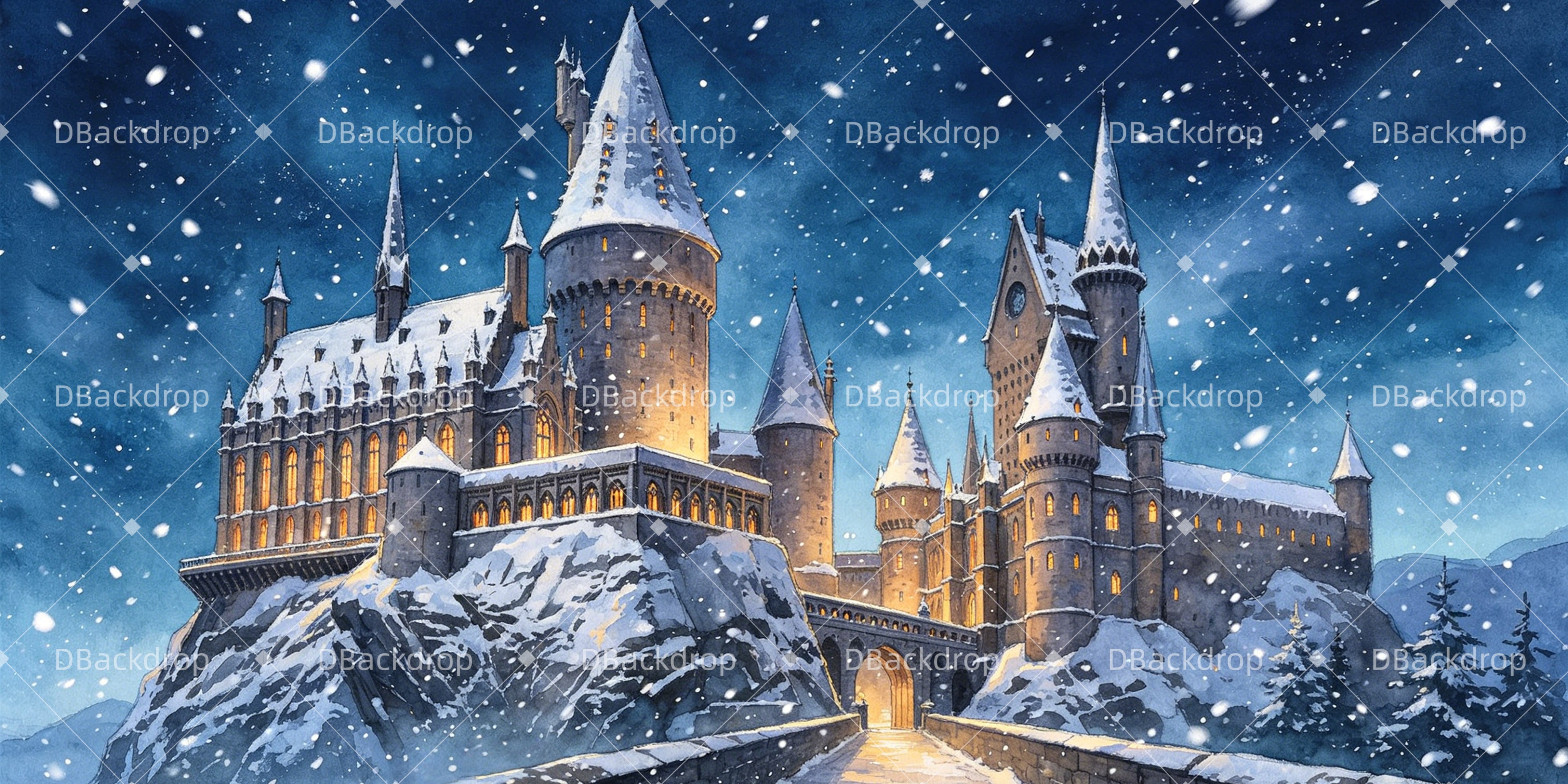 Bühnenhintergrund Winter Castle Exterior Movie Theater Hintergrund GQ65-T11