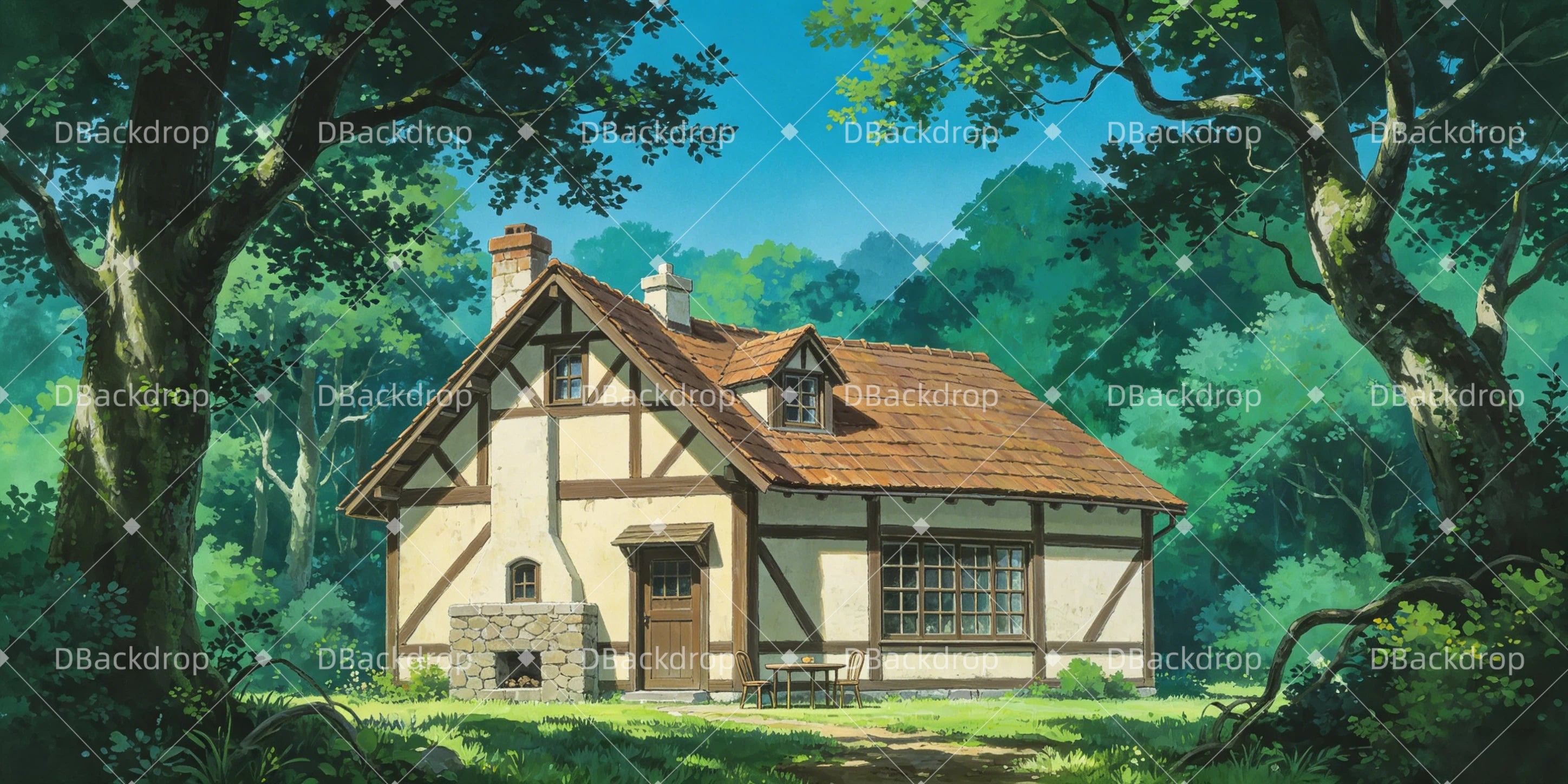 Aufführungshintergrund Ländliche Waldhütte Theater Bühnenhintergründe GQ65-T34