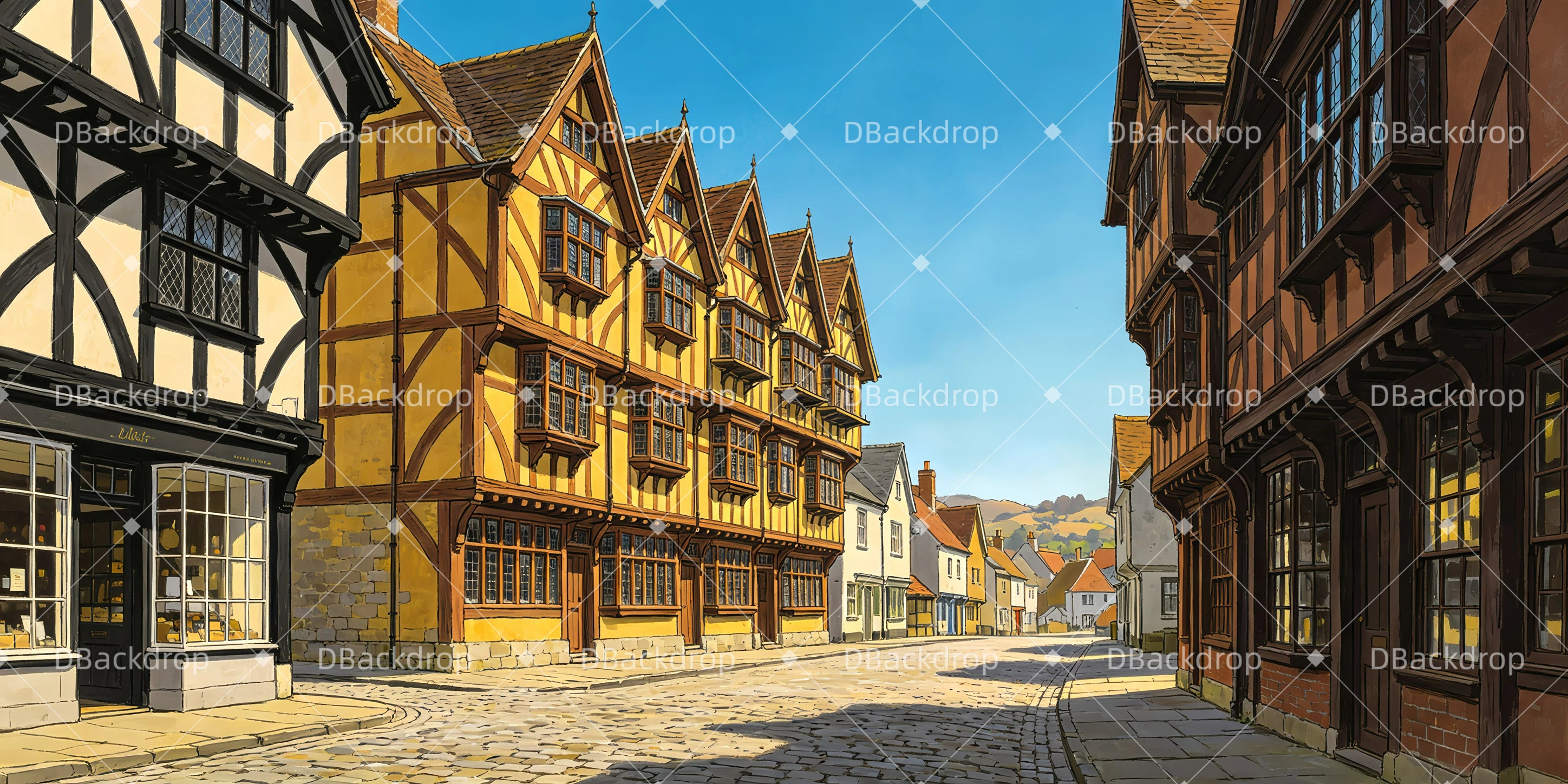Bühnenhintergrund europäische Altstadt Theaterkulisse GQ65-T79