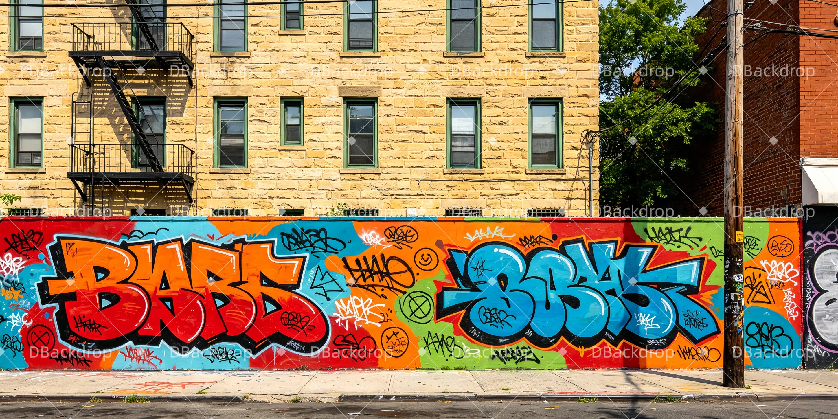Bühnenhintergrund Graffitiwand in der Straße Aufführungskulisse GQ66-T2