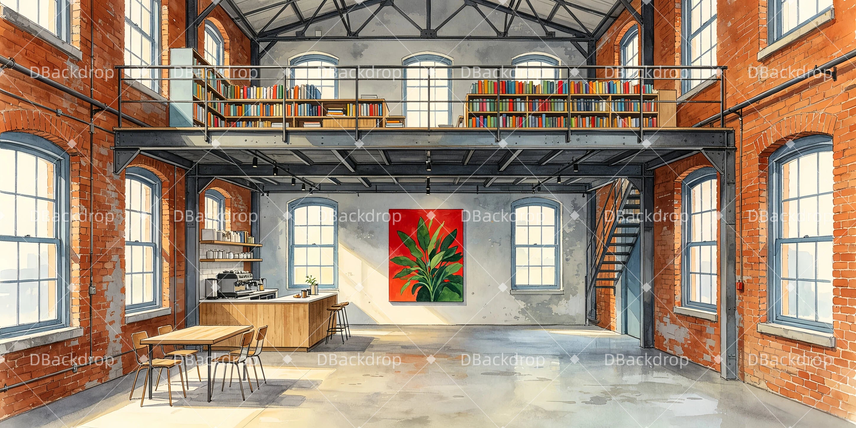 Bühnenhintergrund Modernes Loft Aufführungskulisse GQ66-T7