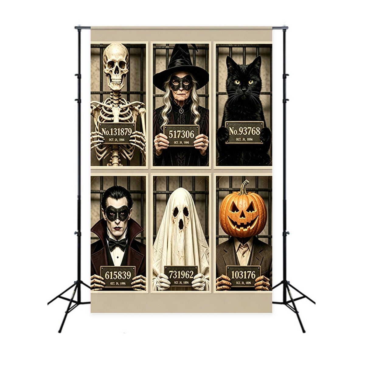 Halloween-Fahndungsfoto-Hintergrund Vintage-Monsteraufstellung Ghostbusters-Hintergrund GQ67-110