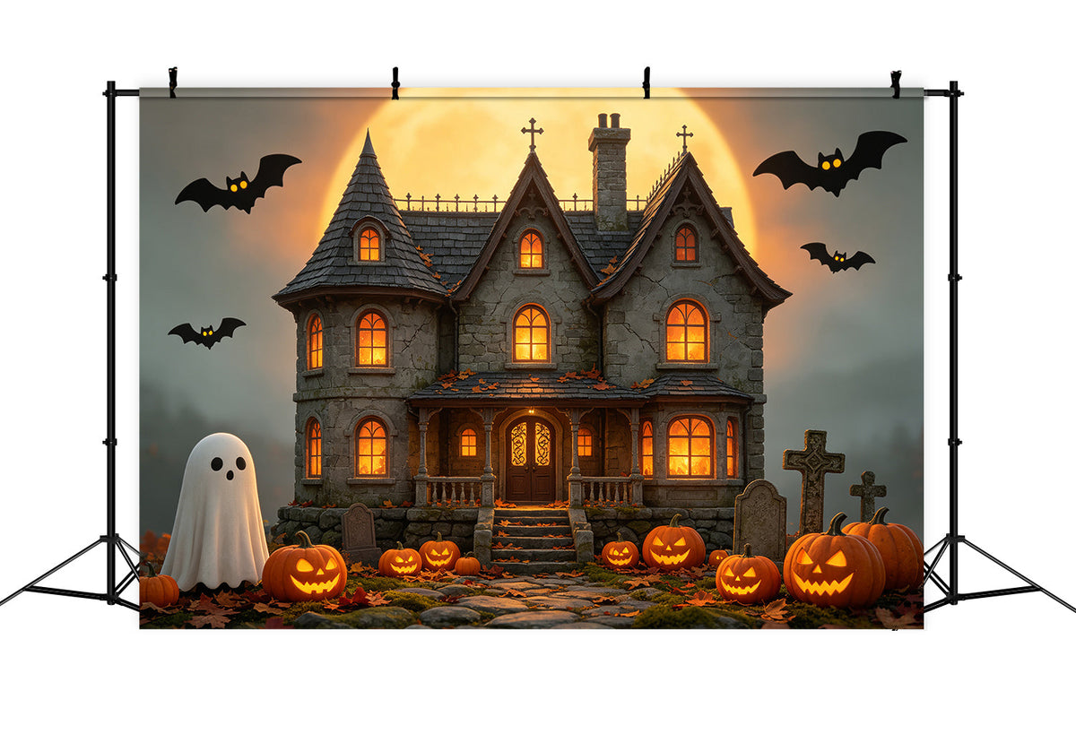 Halloween-Hauskulisse Goldener Mond Spukhaus-Kulissen Halloween GQ67-85