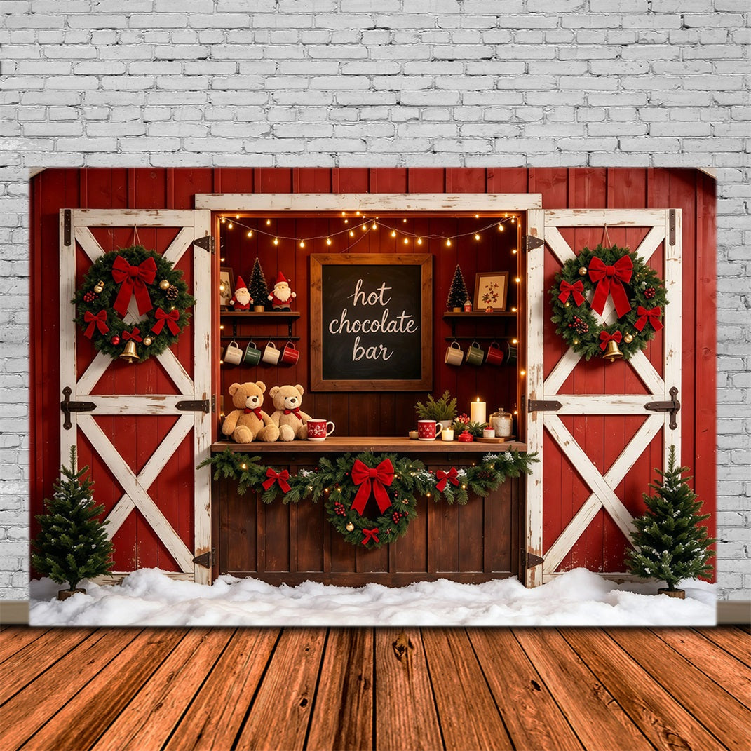 Roter Weihnachtshintergrund Rustikale Scheunen-Schokoladentafel Weihnachts-Studiohintergründe GQ68-102