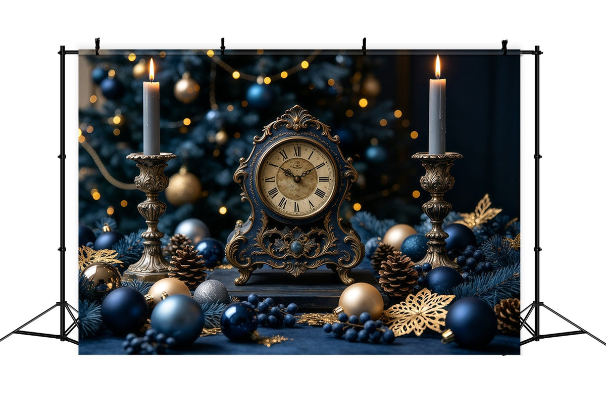 Vintage-Weihnachtskulisse Blaue Kerzenuhr Ideen Für Weihnachtskulissen GQ68-125