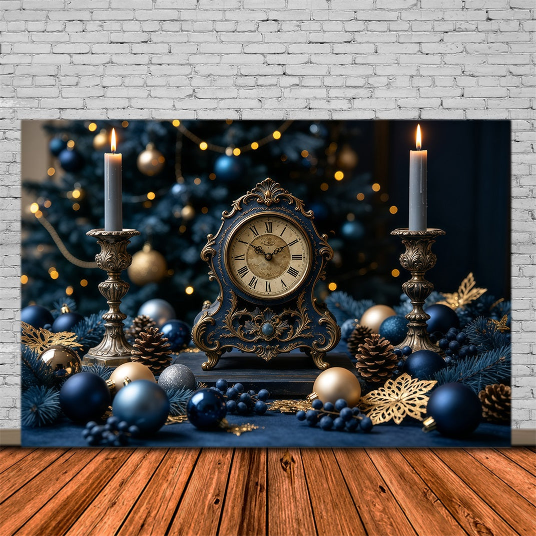 Vintage-Weihnachtskulisse Blaue Kerzenuhr Ideen Für Weihnachtskulissen GQ68-125