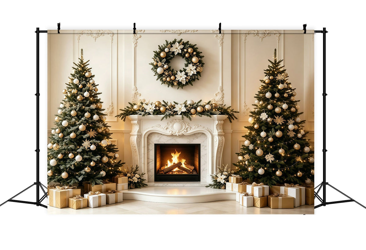 Weihnachts-Wohnzimmer-Hintergrund Eleganter Kaminsims Weihnachtsfotohintergrund GQ68-134