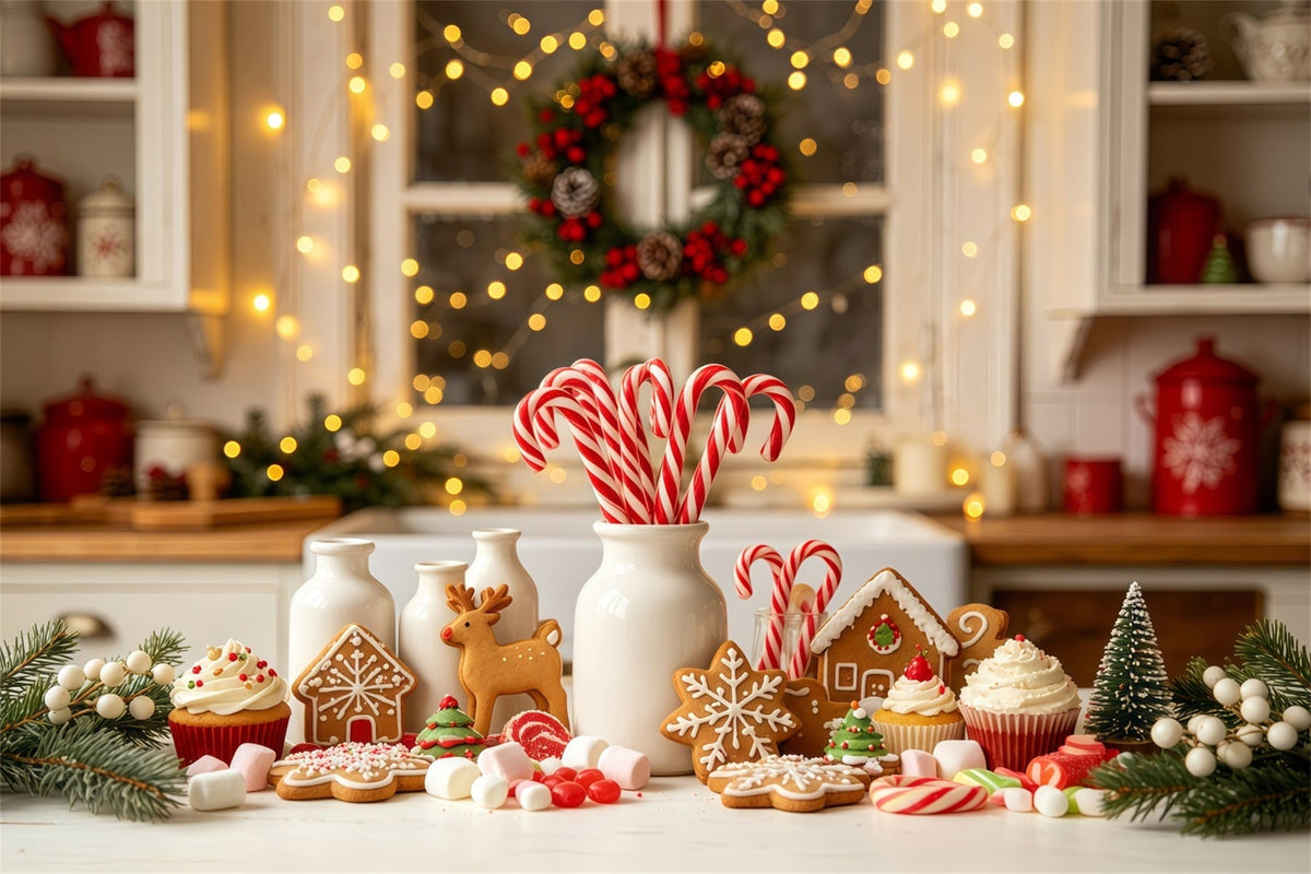 Weihnachtsküchen-Hintergrund Lebkuchendekoration Für Die Süßwarenbäckerei Weihnachts-Fotografie-Hintergründe GQ68-56