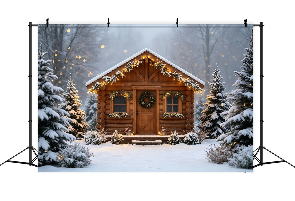 Ländliche Weihnachtskulisse Gemütliche Hütte Im Schnee Ein Rückzugsort Weihnachtswand-Hintergrund GQ68-88