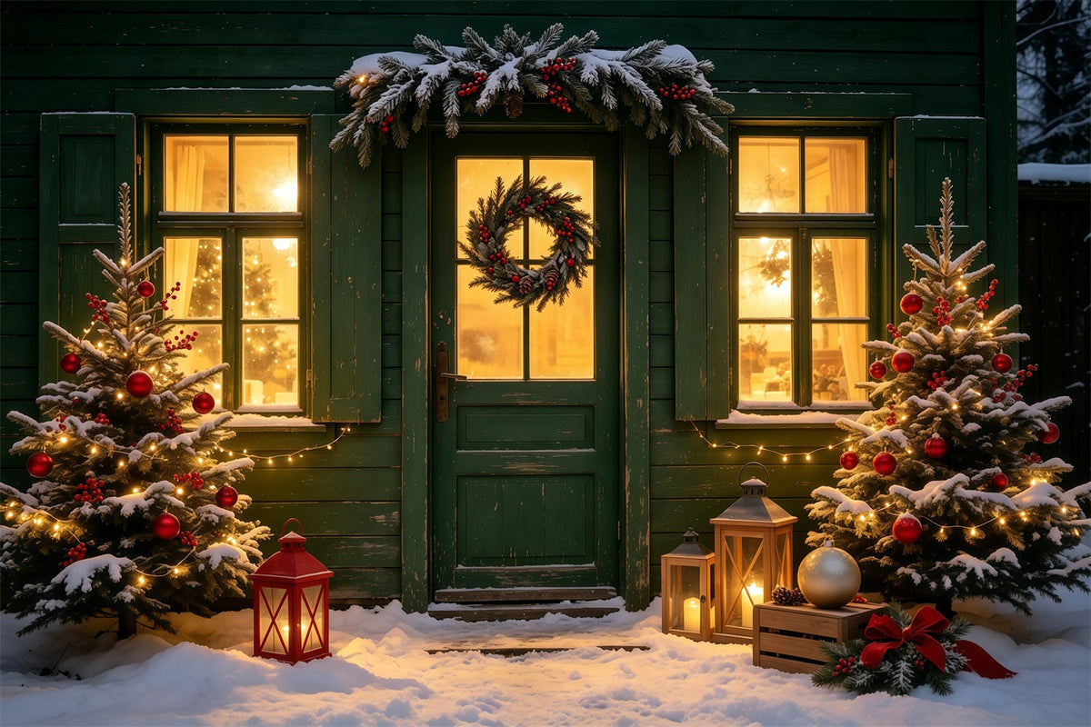 Weihnachtskulisse Eingang Mit Kranz Am Green Cottage Weihnachtskulisse GQ69-17