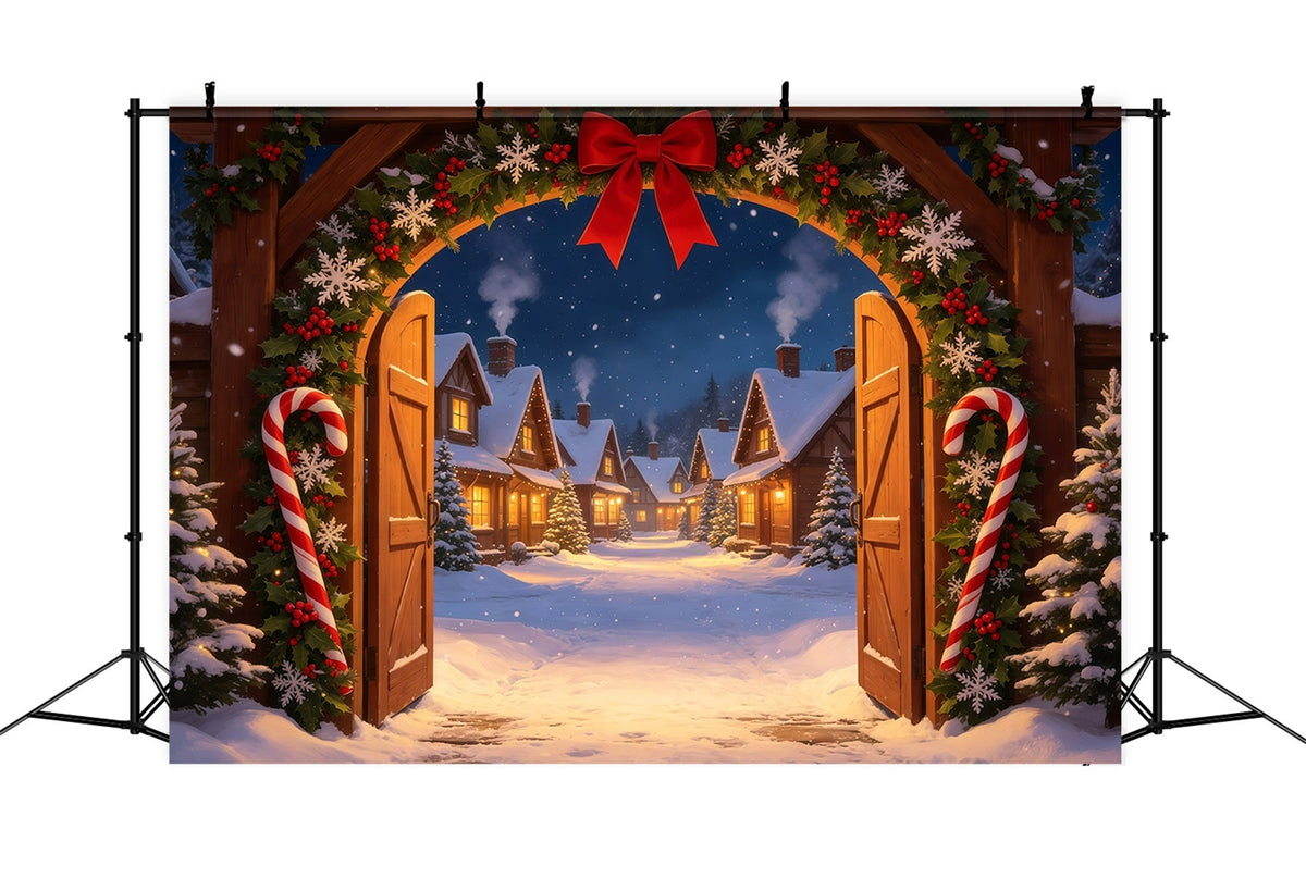 Weihnachtskulisse Candyland Tor Zum Zuckerstangendorf Weihnachts-Fotohintergründe GQ69-20
