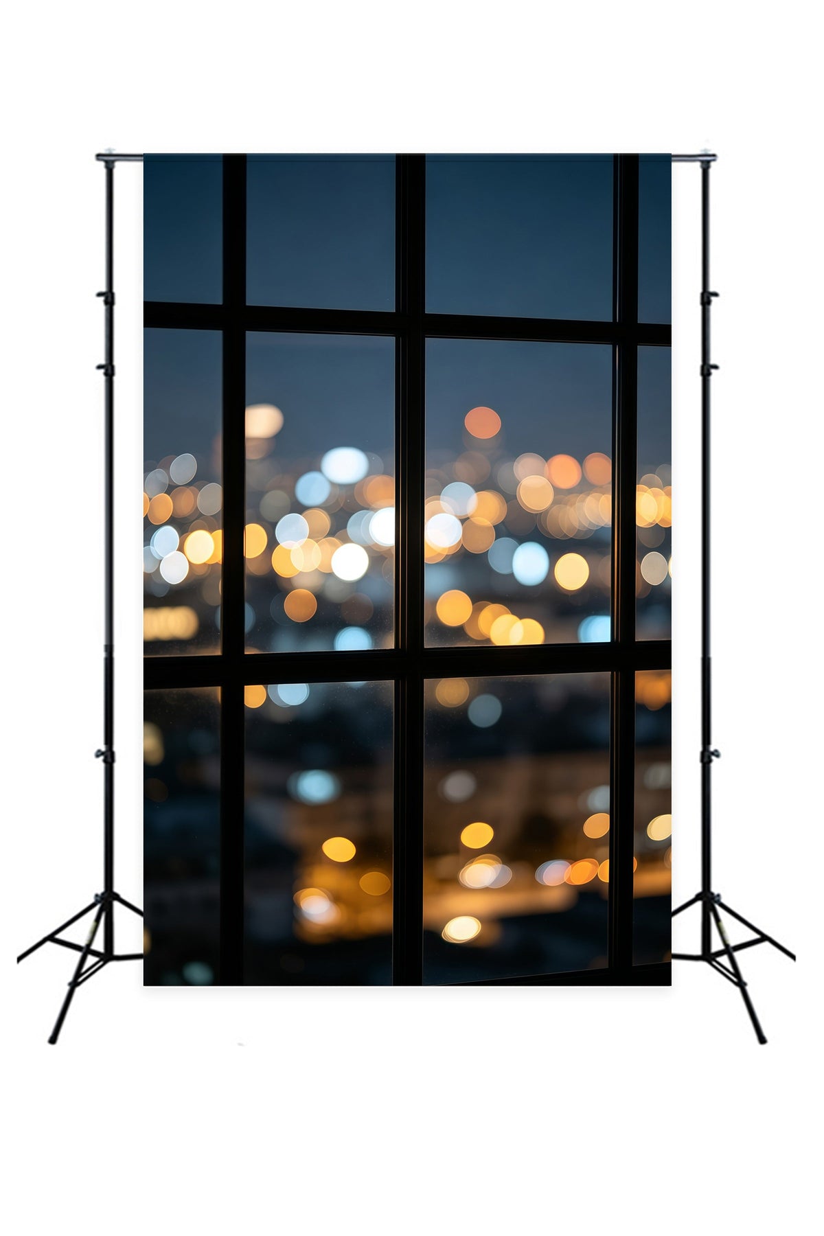 Weihnachts-Bokeh-Hintergrund Blick Aus Dem Fenster Auf Die Nächtliche Stadt Weihnachts-Fotografie-Hintergrund GQ69-24