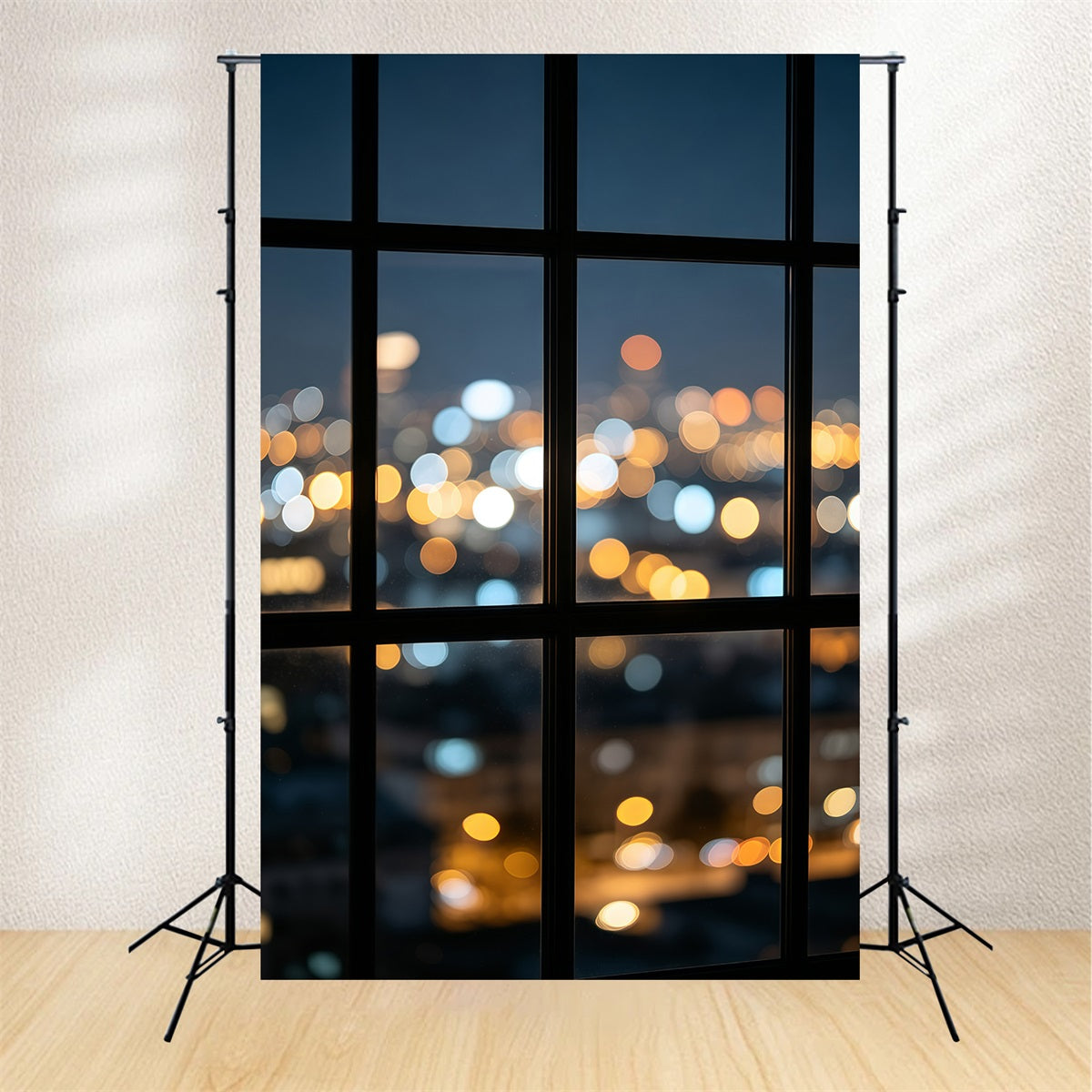 Weihnachts-Bokeh-Hintergrund Blick Aus Dem Fenster Auf Die Nächtliche Stadt Weihnachts-Fotografie-Hintergrund GQ69-24