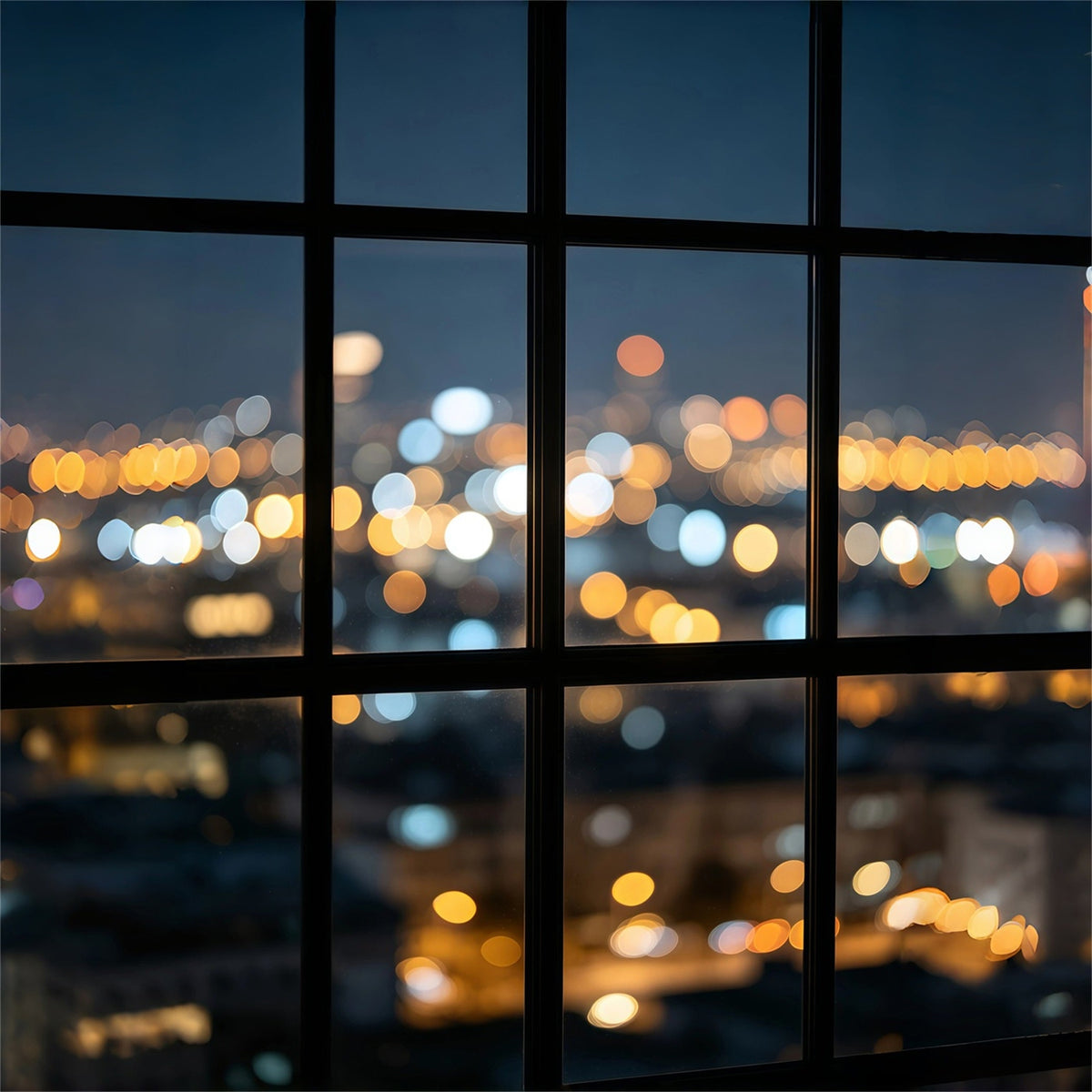 Weihnachts-Bokeh-Hintergrund Blick Aus Dem Fenster Auf Die Nächtliche Stadt Weihnachts-Fotografie-Hintergrund GQ69-24