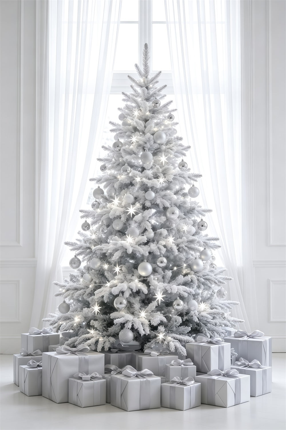 Einfacher Weihnachtshintergrund Weißer Mattierter Baumschmuck Weihnachts-Fotografie-Hintergründe GQ69-34