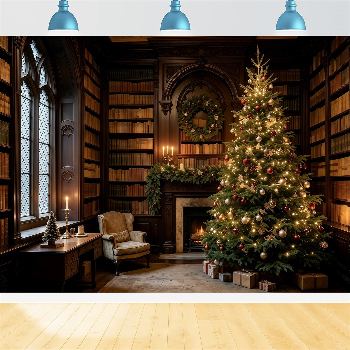 Weihnachtskulisse Für Den Innenbereich Eleganter, Mattierter Baumbogen Weihnachts-Fotografie-Hintergrund GQ69-61