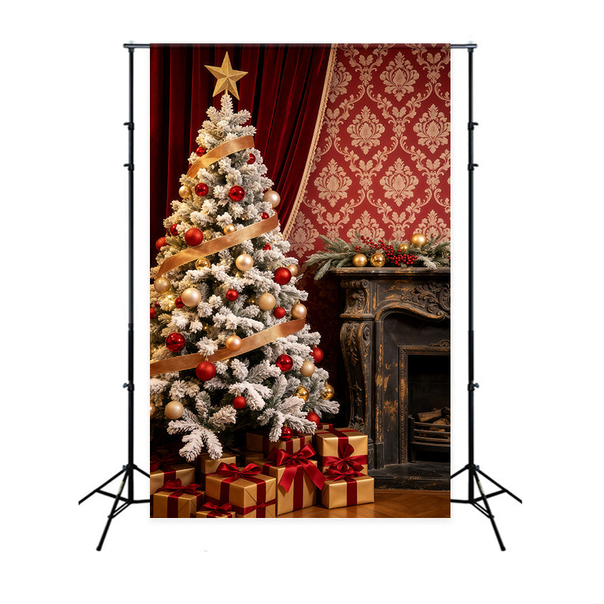Realistische Weihnachtskulisse Eleganter Roter Samtbaum Große Weihnachtskulisse GQ69-68