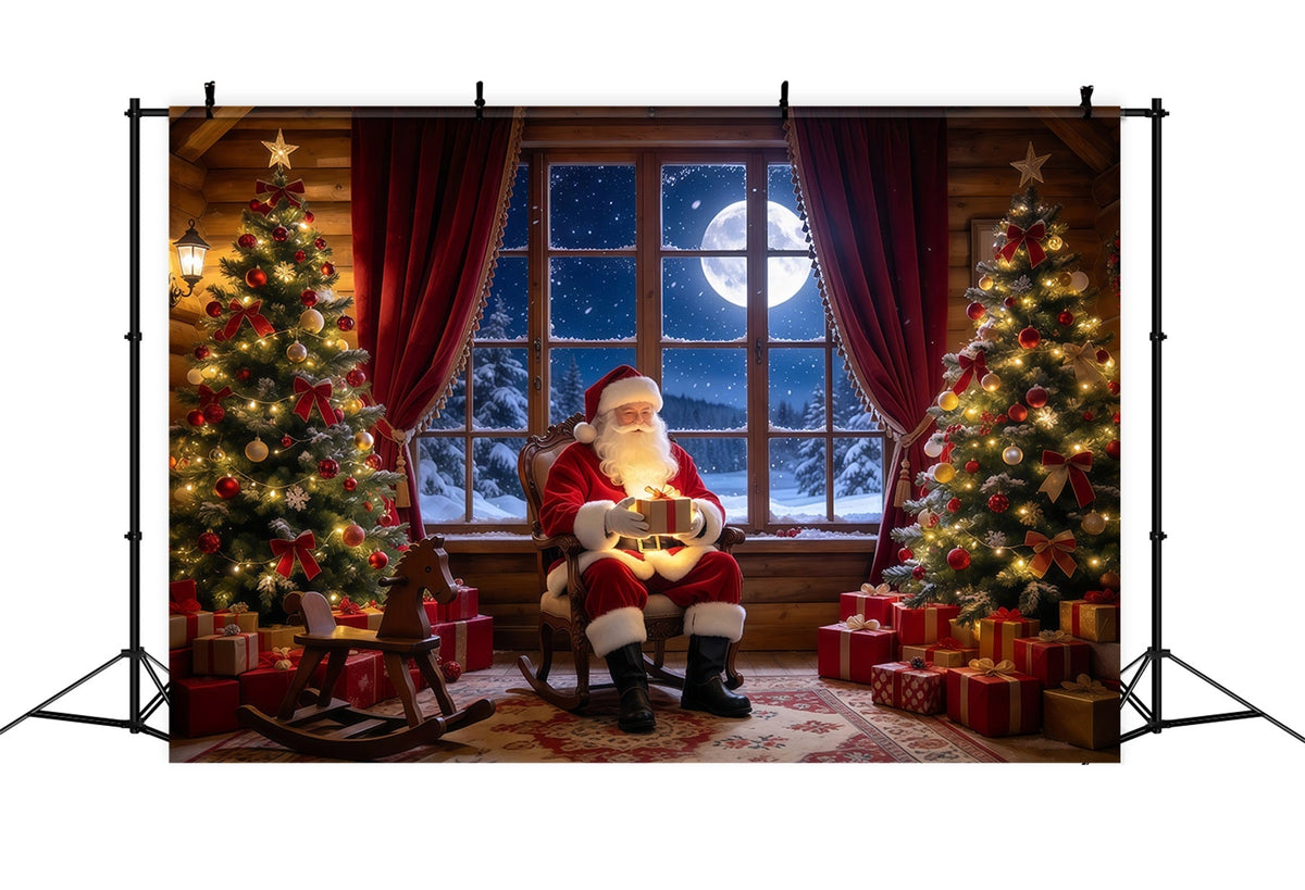 Santa Fotohintergrund Mondbeschienenes Fenster Geschenkezimmer GQ69-98