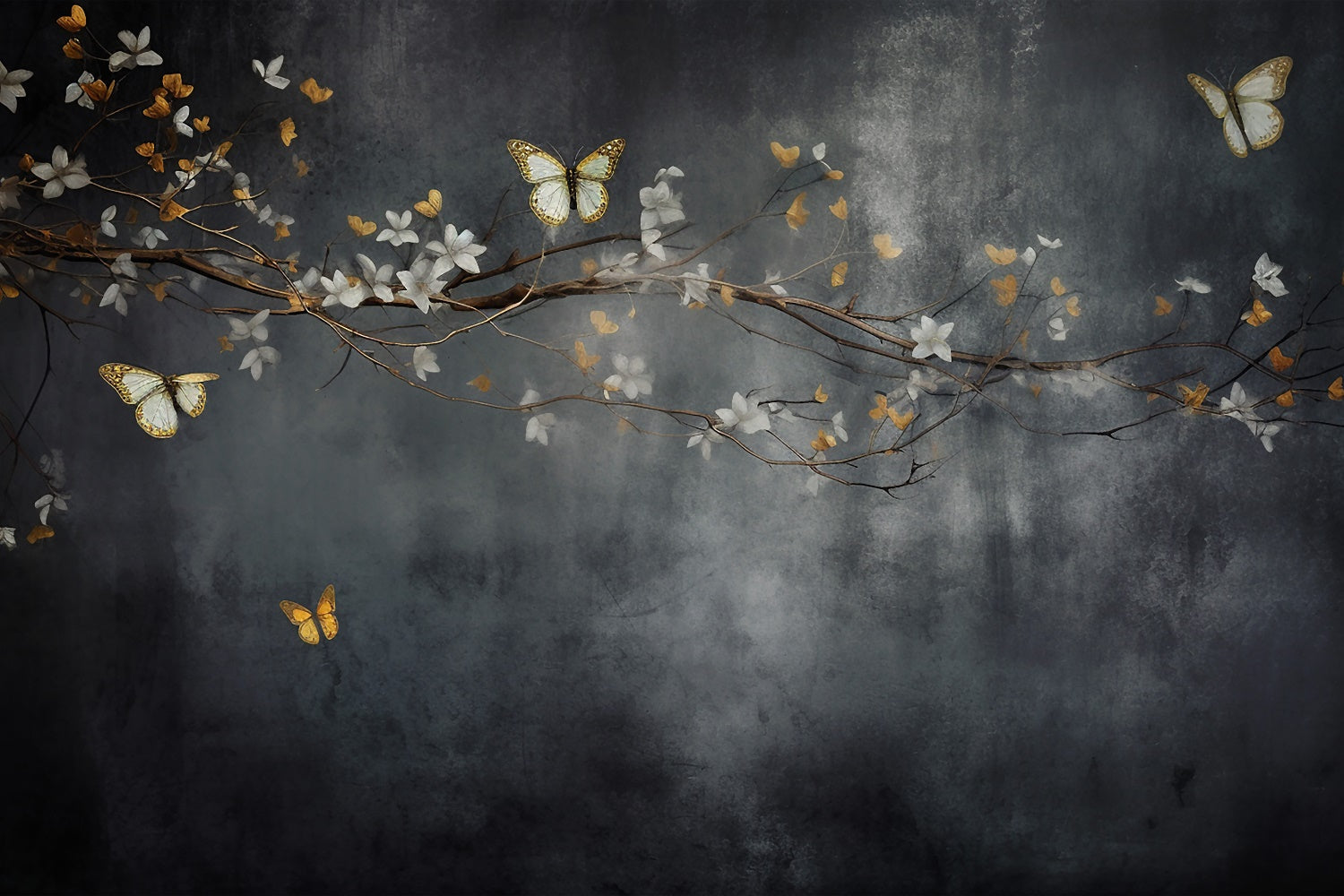 Backdrop Fine Art Goldene Schmetterlinge Zweig Backdrop GTY-102