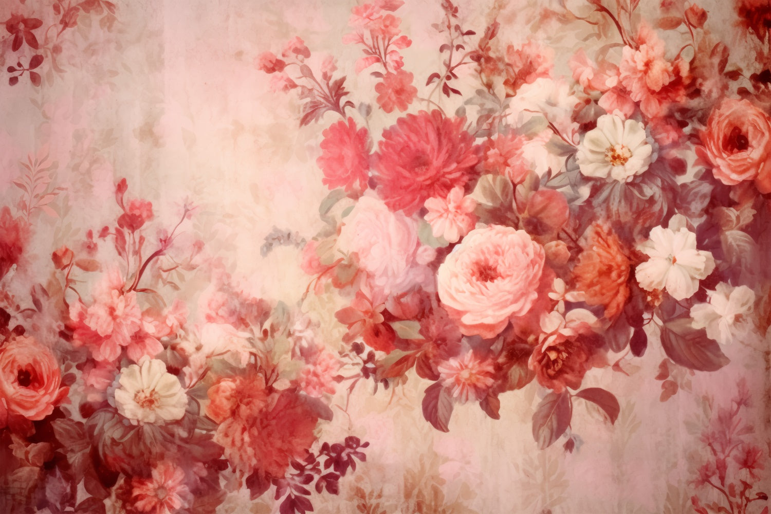 Backdrops Fine Art Vintage Rote Blüte Aquarell Hintergrund GTY-57