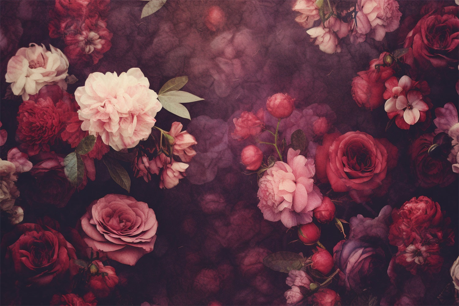 Fine Art Backdrops Dunkle Romantik Blumenhintergrund im Vintage-Stil GTY-73