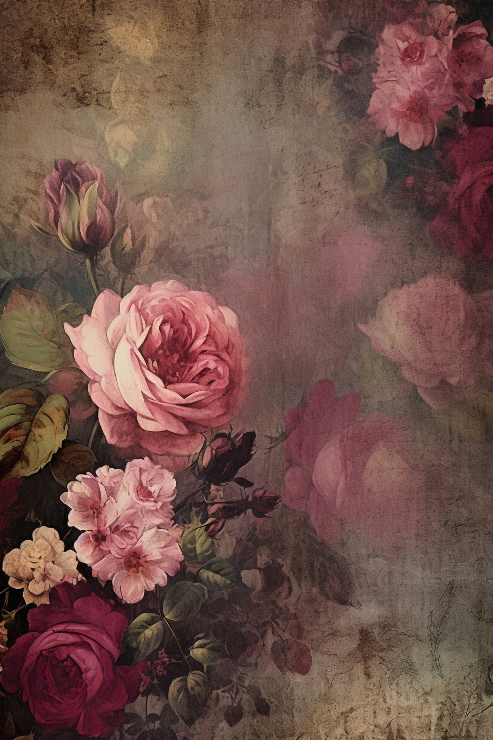 Backdrop Fine Art Vintage Pfingstrose Rosenmalerei Backdrop GTY-74