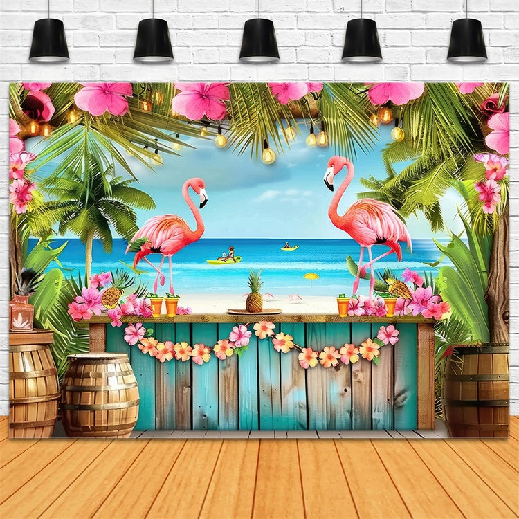 Tropische Backdrops Flamingo Palme Blume Sommer Backdrop GTY3-287