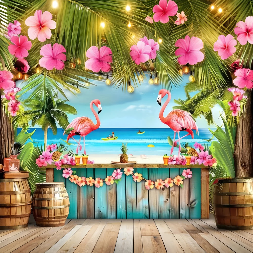 Tropische Backdrops Flamingo Palme Blume Sommer Backdrop GTY3-287