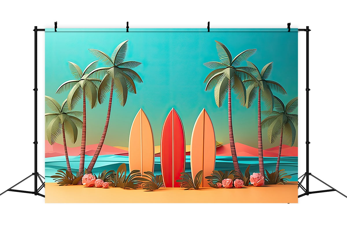 Strand Backdrop Bunte Surfbretter Sonnenuntergang Sommer Backdrop GTY3-292