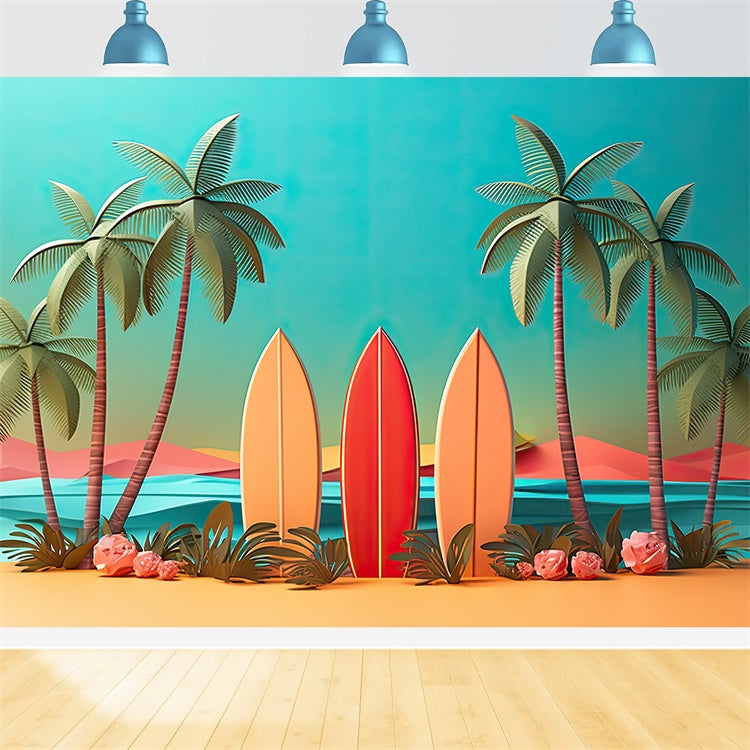 Strand Backdrop Bunte Surfbretter Sonnenuntergang Sommer Backdrop GTY3-292