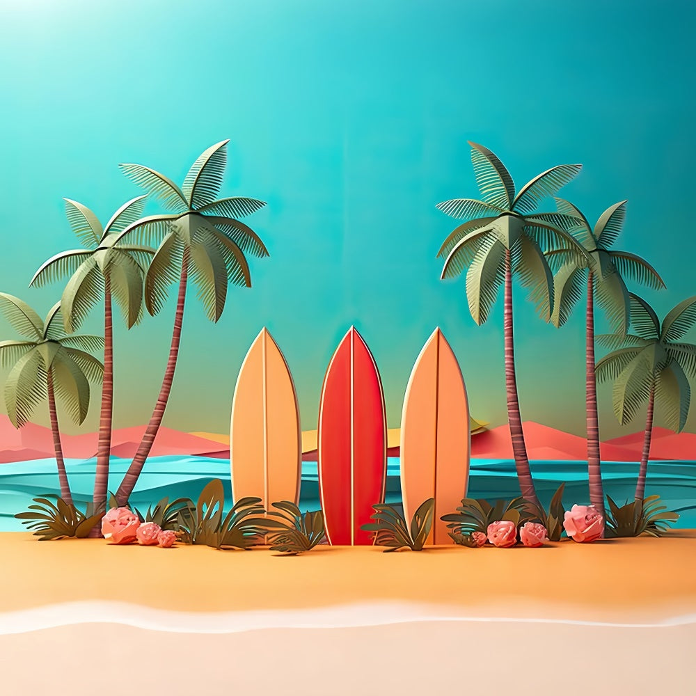 Strand Backdrop Bunte Surfbretter Sonnenuntergang Sommer Backdrop GTY3-292