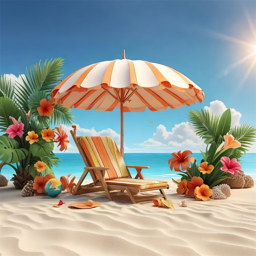 Tropischer Strand Backdrop Palmenblumenstuhl Sommerhintergrund GTY3-293
