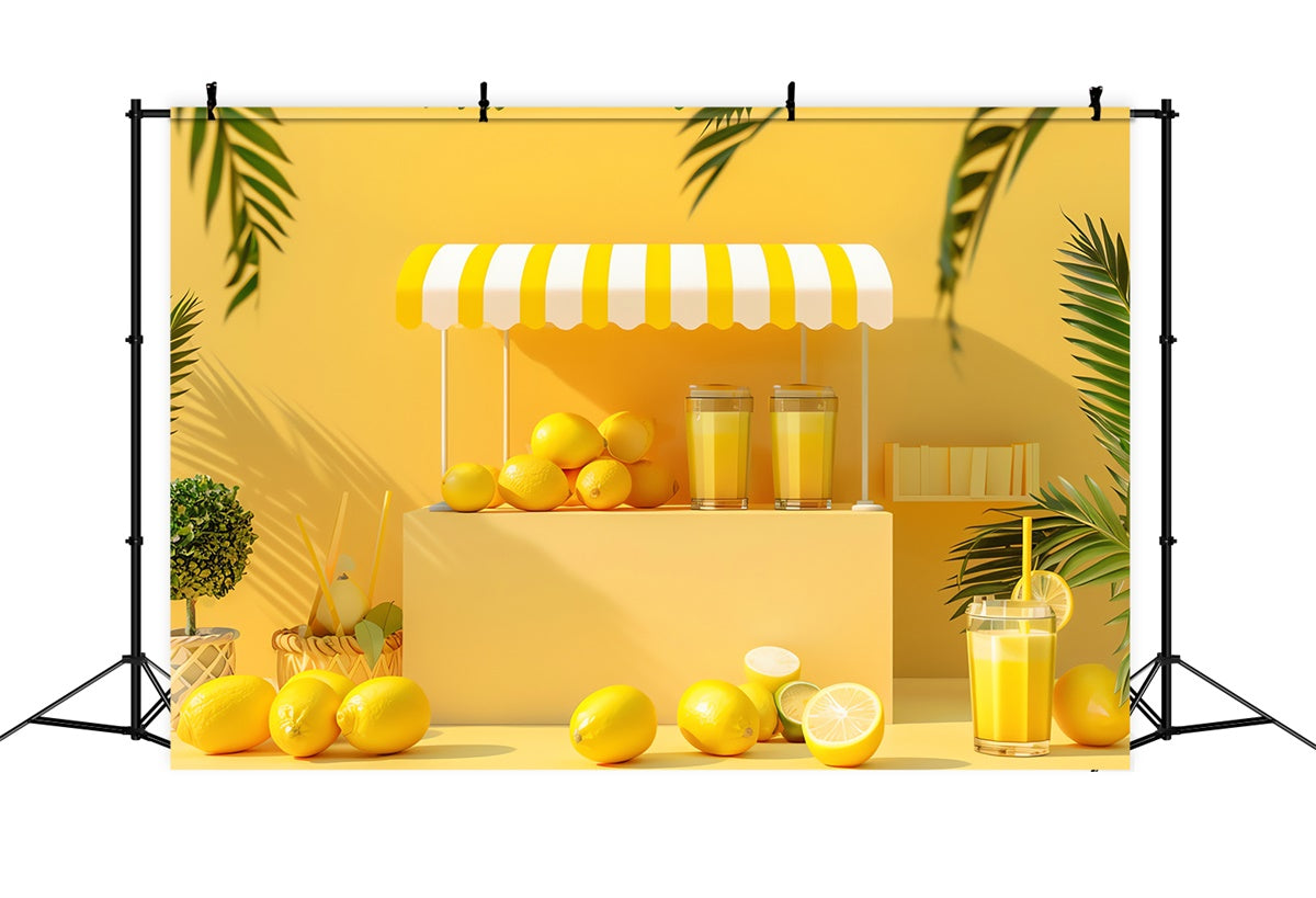Zitrone Backdrop Frische Limonade Gelber Stand Sommerhintergrund GTY3-295