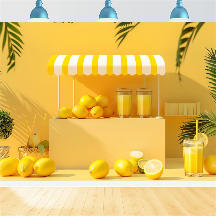 Zitrone Backdrop Frische Limonade Gelber Stand Sommerhintergrund GTY3-295
