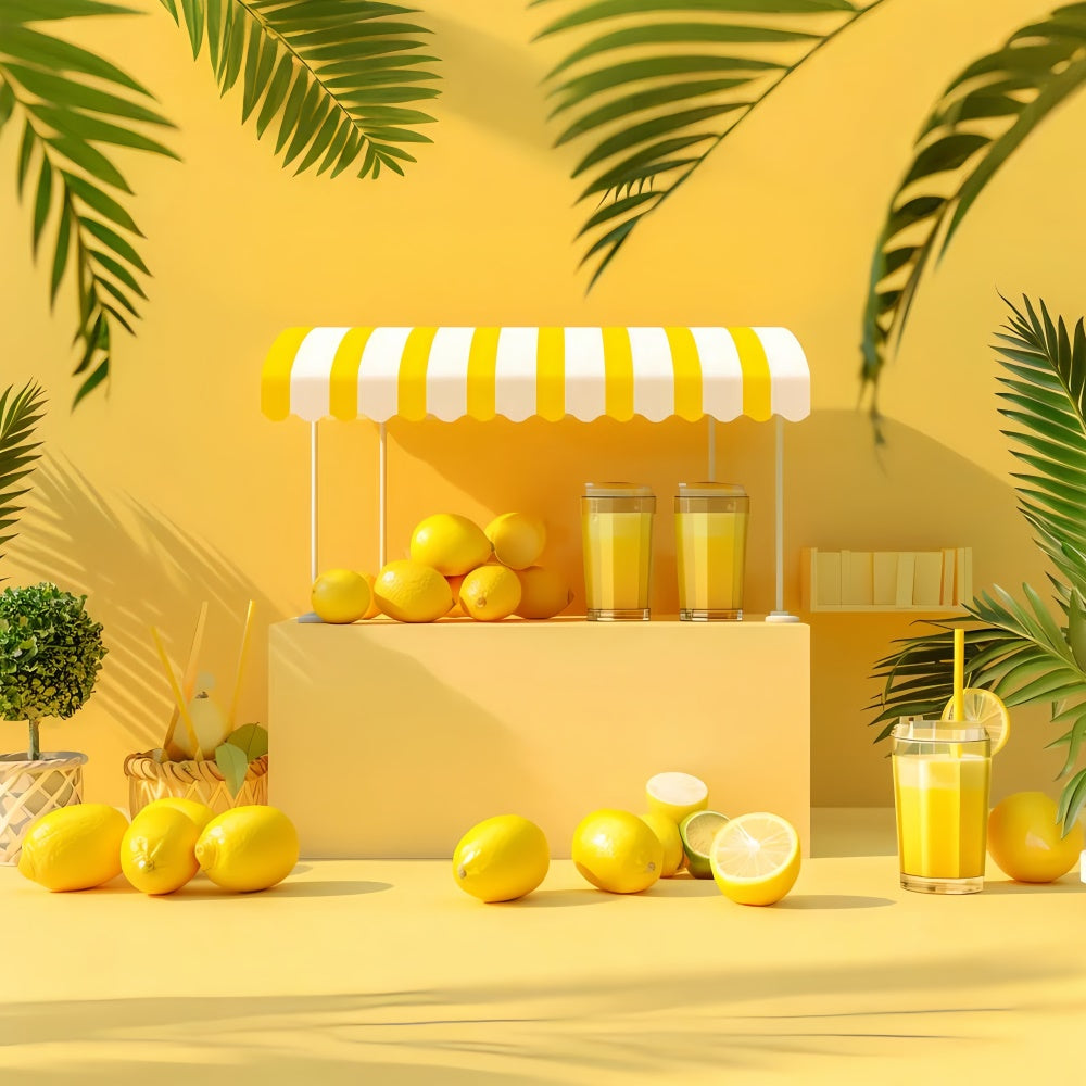 Zitrone Backdrop Frische Limonade Gelber Stand Sommerhintergrund GTY3-295