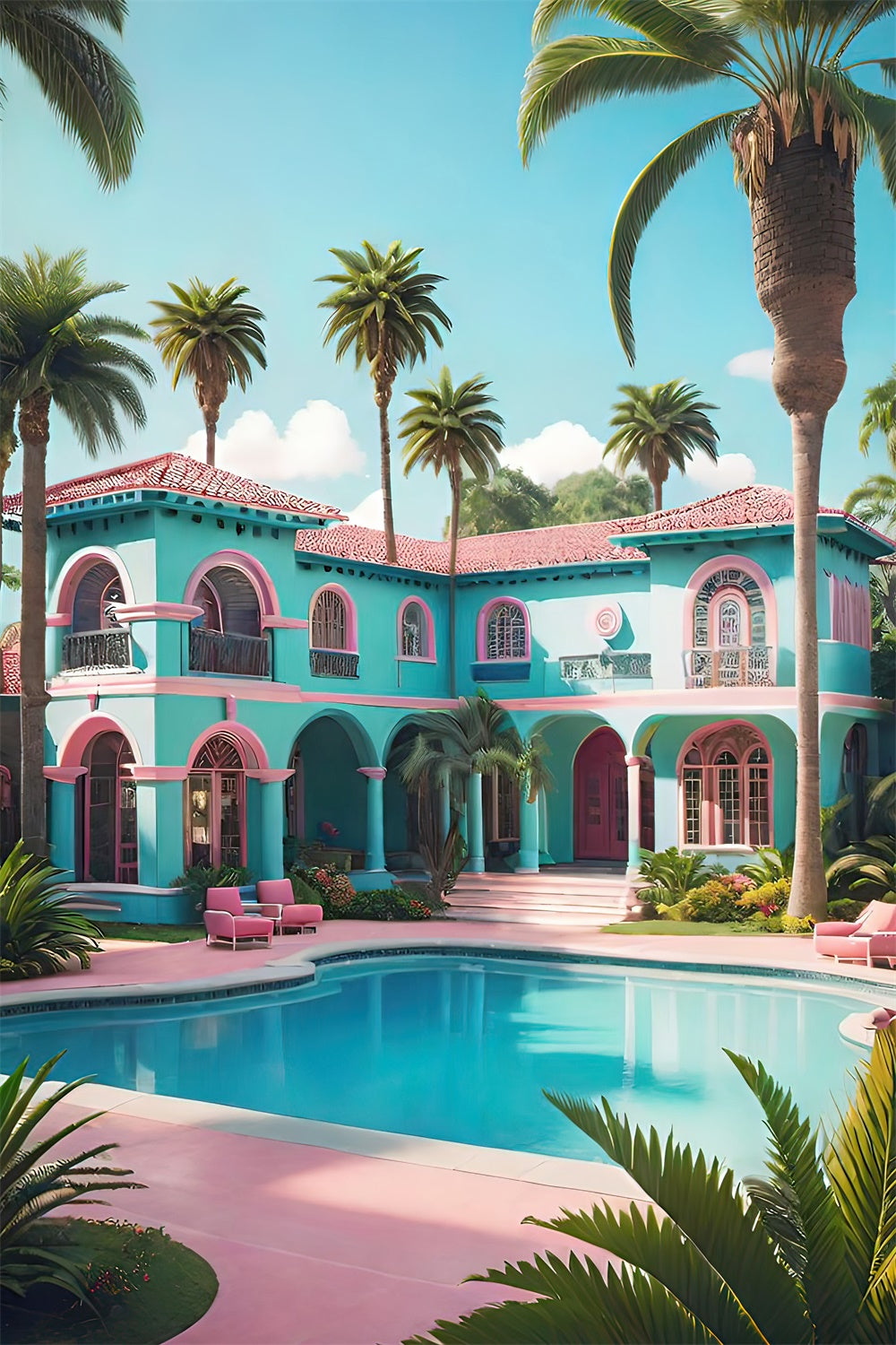 Sommer Fotokulisse Villa Palme Pool Kulisse GTY3-297