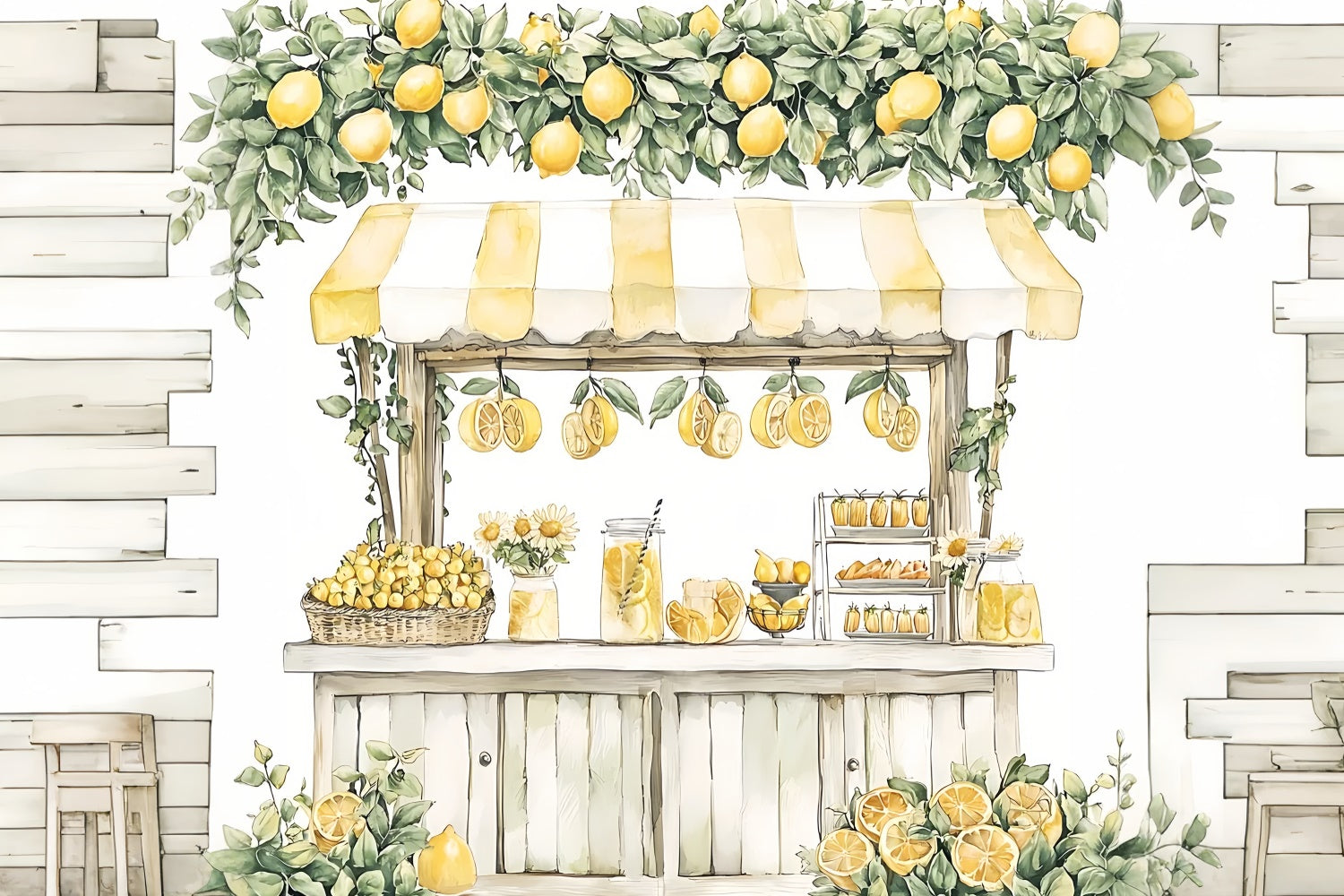 Zitronen-Hintergrund Rustikaler Limonadenstand Sommer-Hintergrund GTY3-392