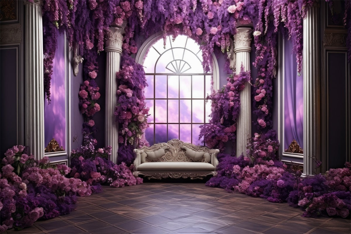 Blumen Fotohintergrund Königlich Violett Garten Fenster Hintergrund GTY3-40