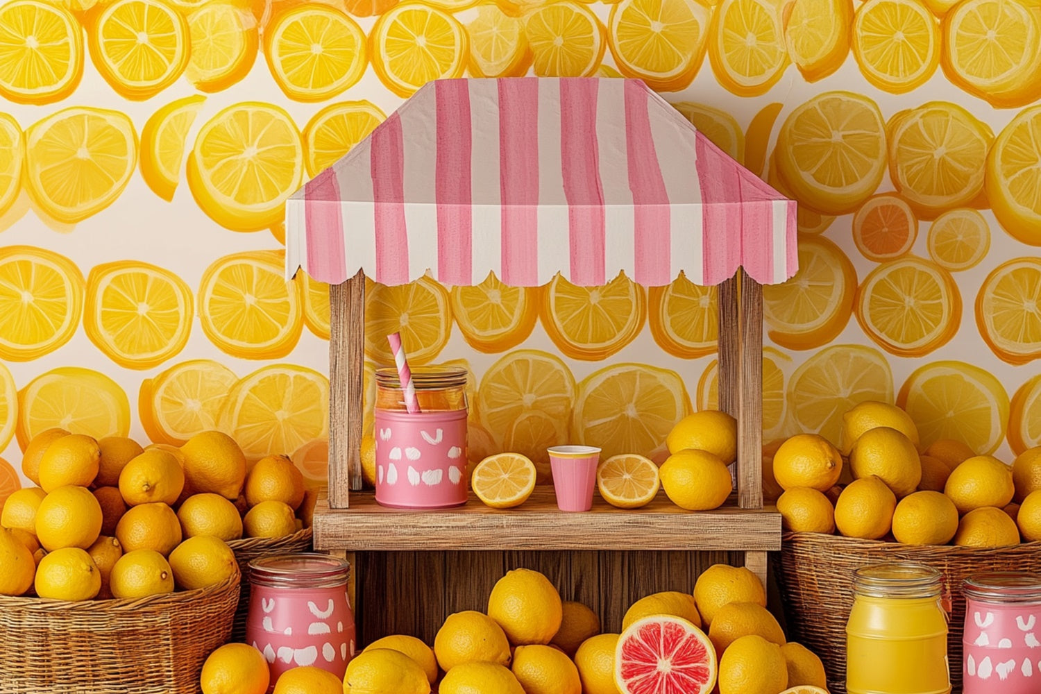 Zitrone Backdrop Frische Zitrone Sweet Stand Sommer Backdrop GTY3-400