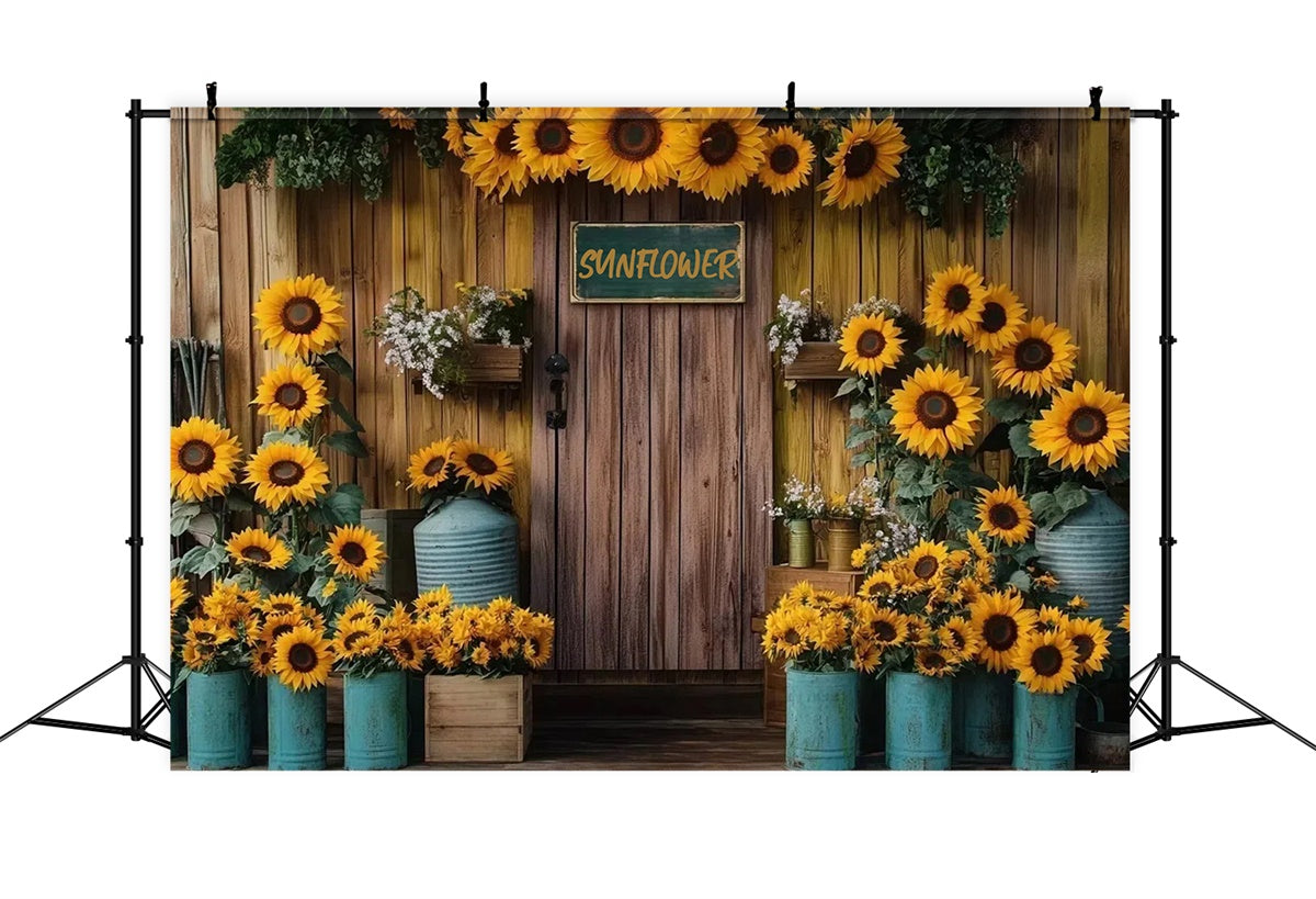 Sonnenblumen Backdrops Holzwand Rustikale Blüte Sommer Backdrop GTY3-410