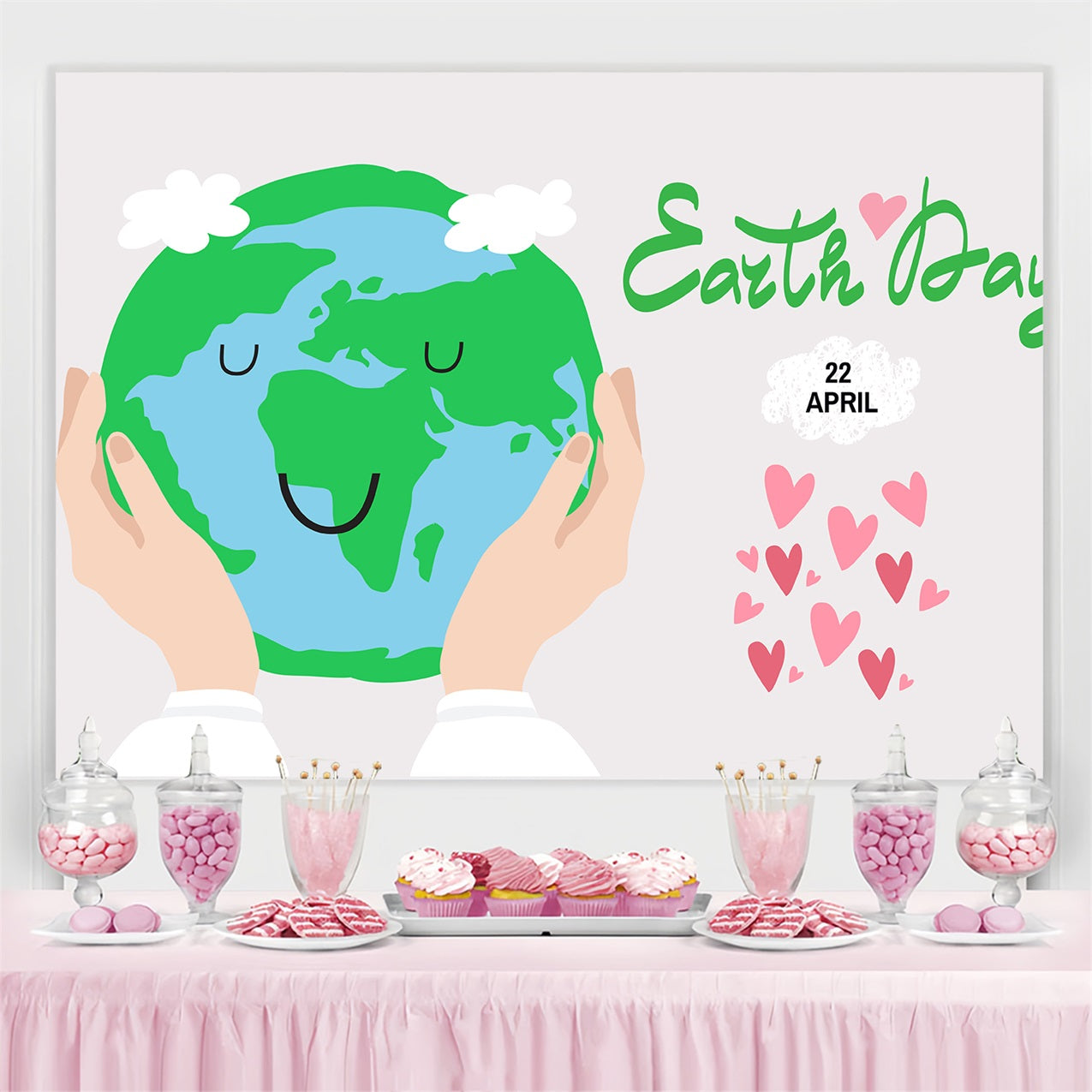 Happy Earth Day Backdrop Grüne Erde Liebe Theme Backdrop GTY3-55