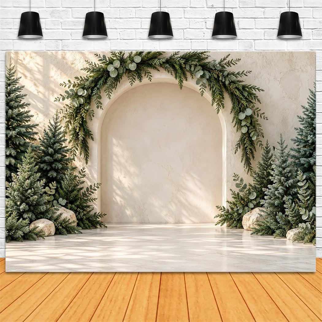 Weihnachtsbaum-Fotohintergrund Sonnenbeschienener Immergrüner Marmorbogen HQ610-160