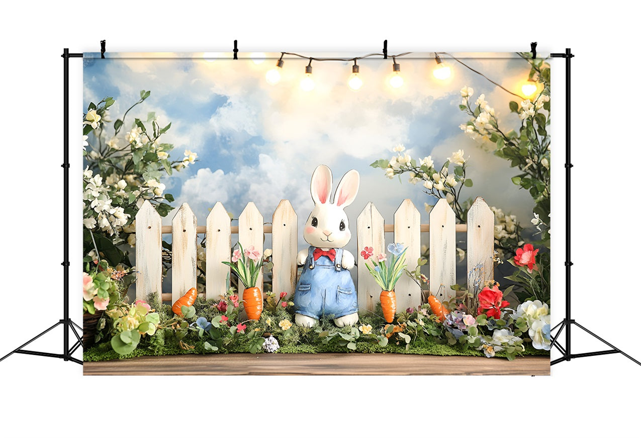 Frühlings-Fotohintergrund Hase Blumenkarotten-Szene Hintergrund LXX1-101