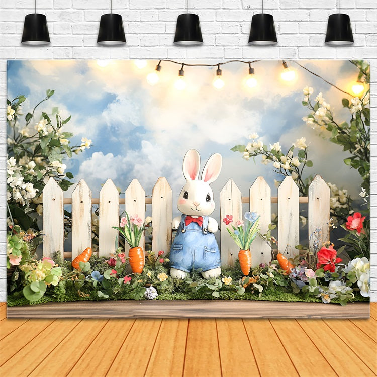 Frühlings-Fotohintergrund Hase Blumenkarotten-Szene Hintergrund LXX1-101