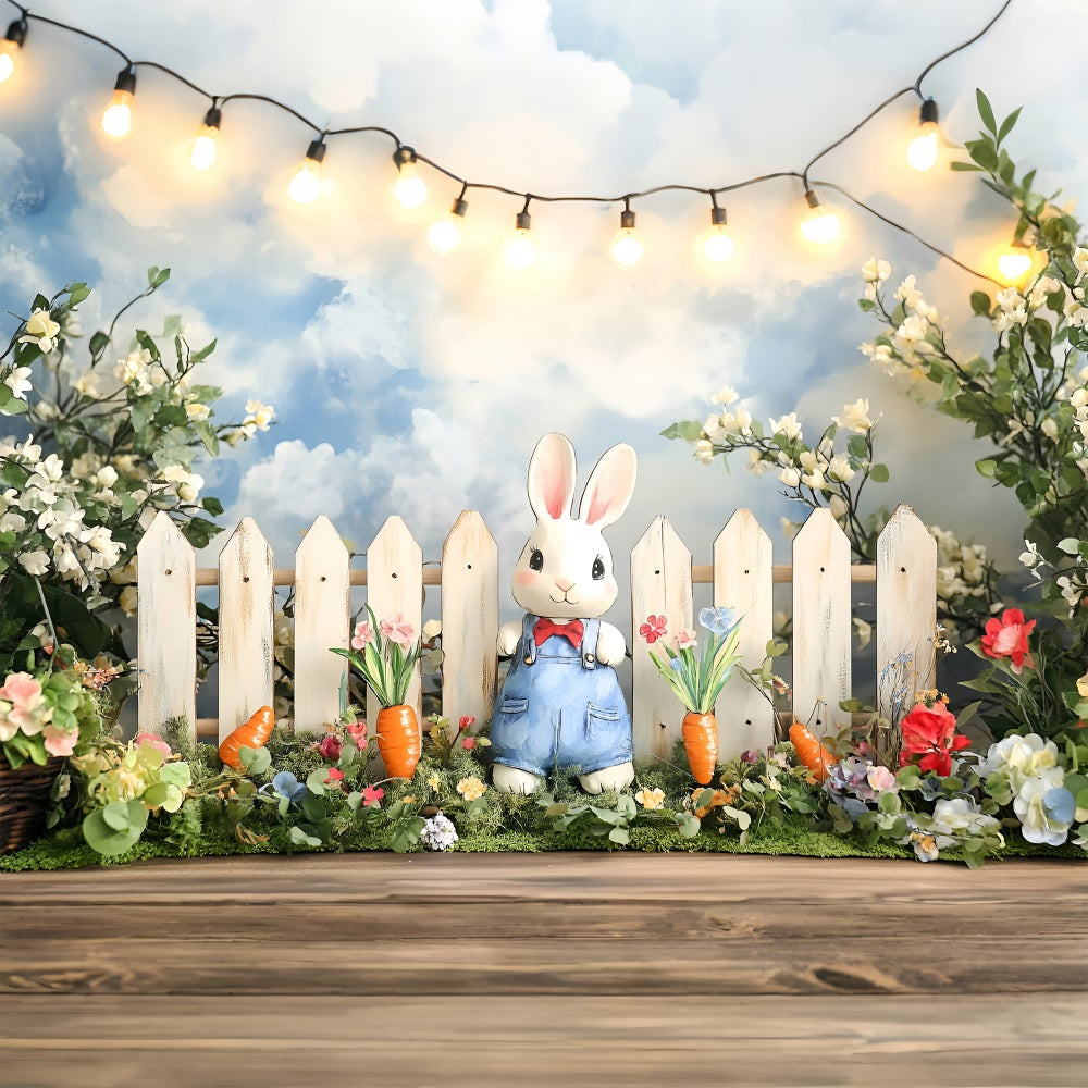 Frühlings-Fotohintergrund Hase Blumenkarotten-Szene Hintergrund LXX1-101