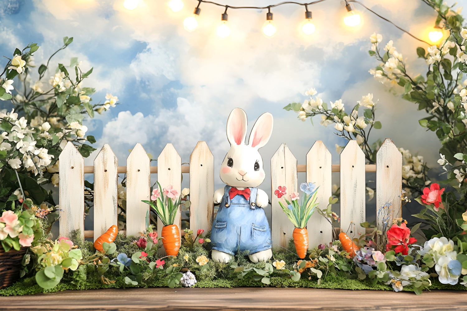 Frühlings-Fotohintergrund Hase Blumenkarotten-Szene Hintergrund LXX1-101